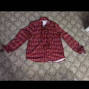 ModCloth Button Up with Tie Sleeves and Tie Scarf